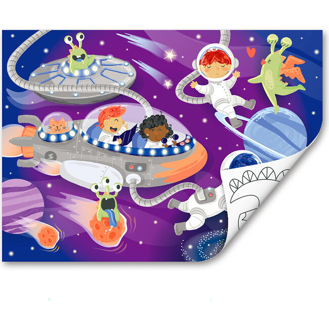 Hape: Space Friends Puzzle - 48pc, Double-Sided Coloring Puzzle - Puzzles - 5