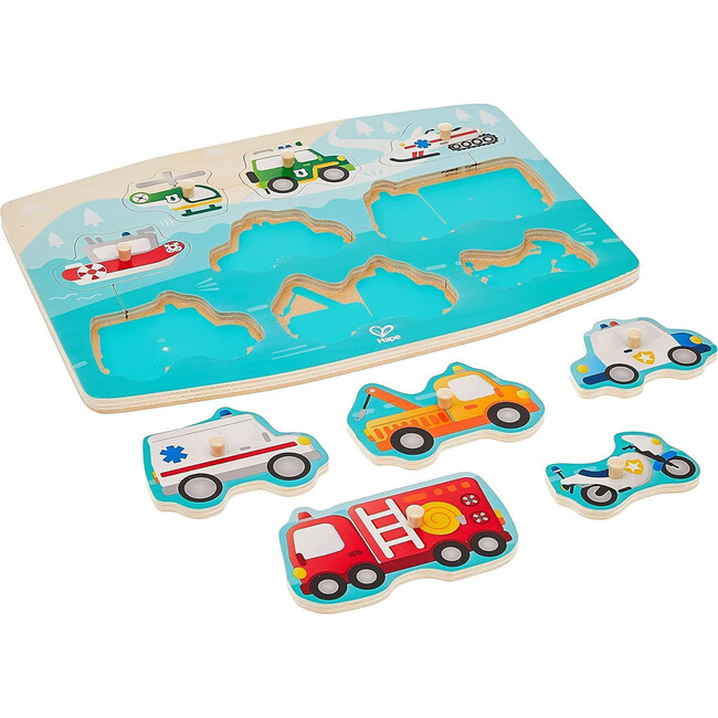 Hape: Peg Puzzle: Emergency - 10pc Wooden Puzzle - Puzzles - 2