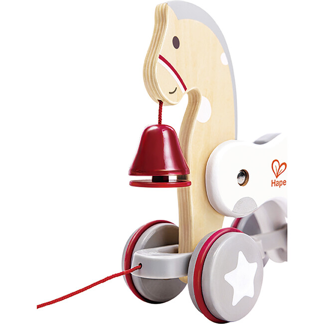 Hape: Pull Along Pony - White & Red - Wooden Toy - Developmental Toys - 3