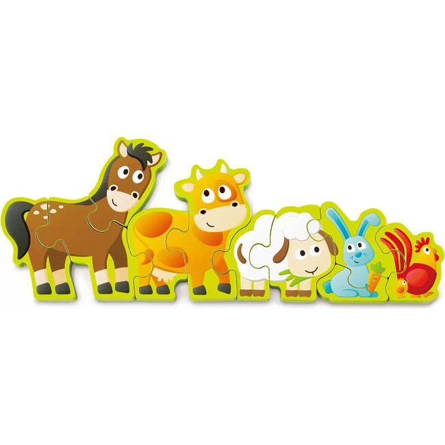 Hape: Numbers & Farm Animals Puzzle - 10pc, Wooden Toy