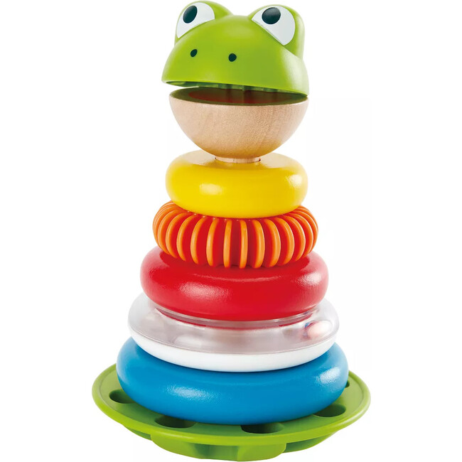 Hape: Mr. Frog Stacking Rings - 5 Stacker Rings On A Wobbling Base