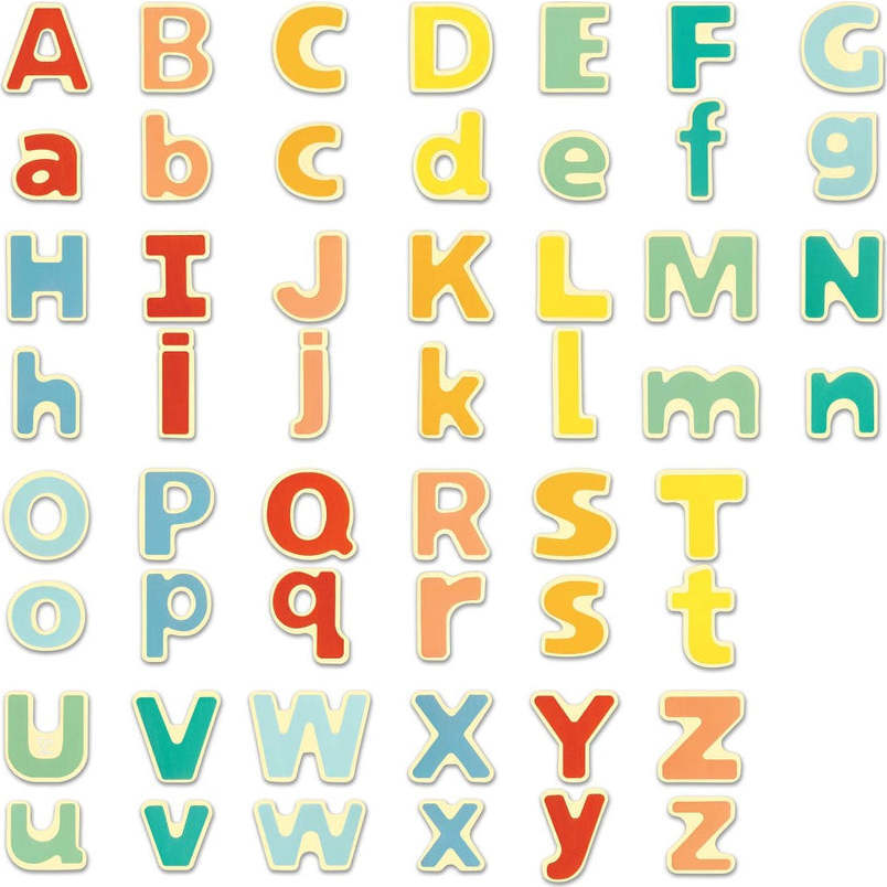 Hape: Magnetic Alphabet - 52pcs, ABC Colorful Wooden Magnets - Play Kits - 1