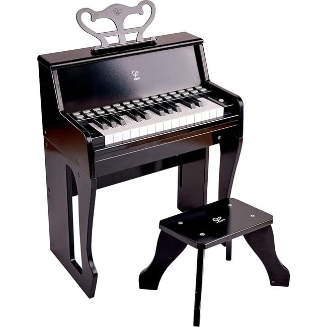 Hape: Learn With Lights Piano w/ Stool - Black - Wooden Electric Musical Toy