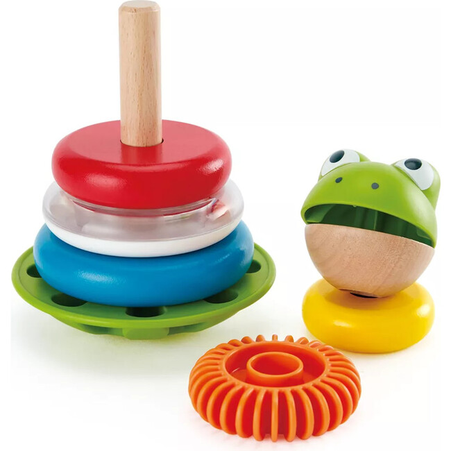 Hape: Mr. Frog Stacking Rings - 5 Stacker Rings On A Wobbling Base - Developmental Toys - 3