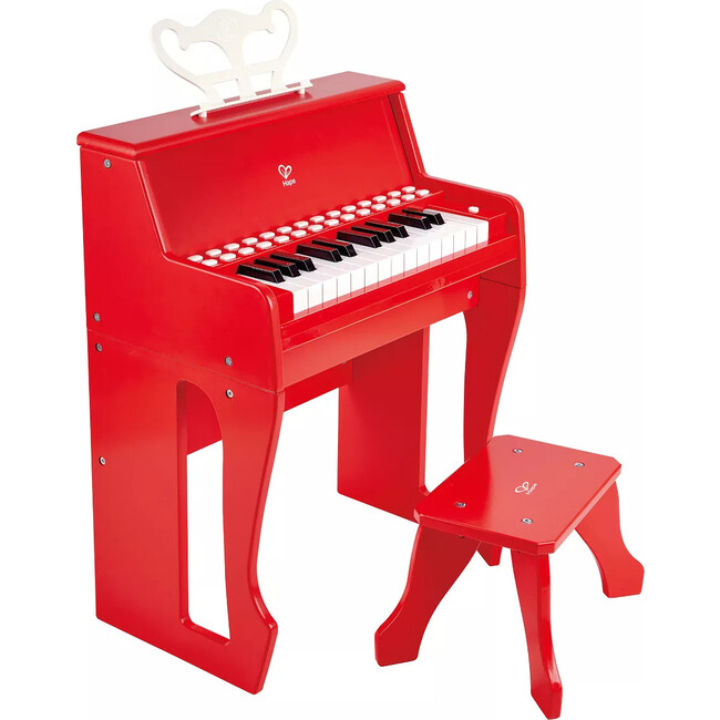 Hape: Learn With Lights Piano w/ Stool - Red Electric Musical Toy