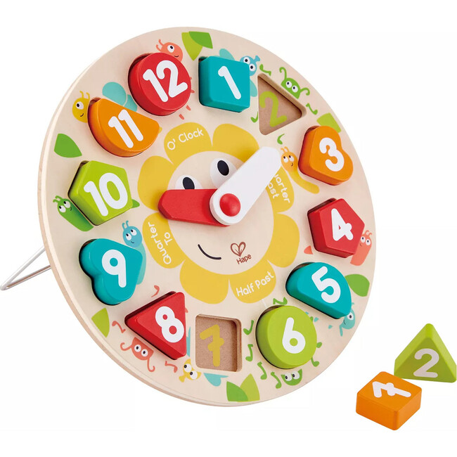 Hape: Learn The Time Bug Puzzle - 13pc Wooden Clock Puzzle