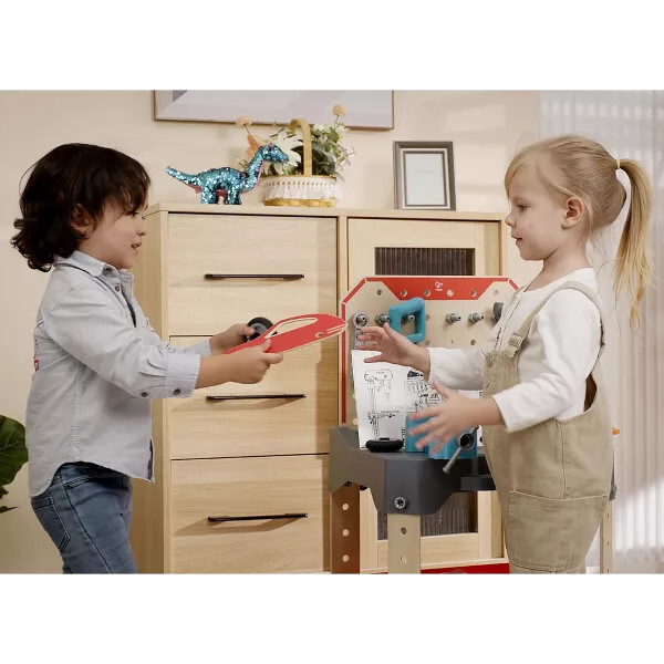 Hape: Junior Inventor: Vehicle Service & Repair Workbench - 71pc - Role Play Toys - 3
