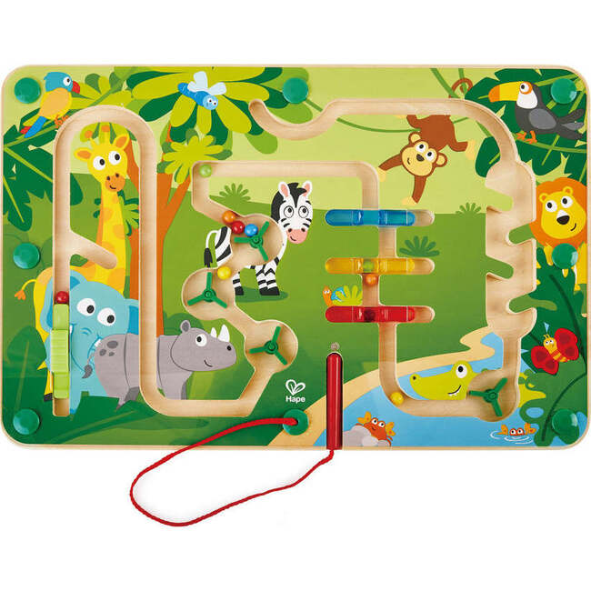 Hape: Jungle Magnetic Maze - Wooden Magnetic Wand Bead Maze Toy