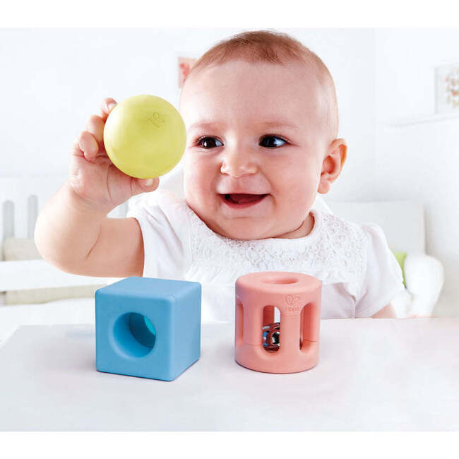 Hape: Geometric Rattle Trio - 3pc Teething & Shake Toy - Musical - 2