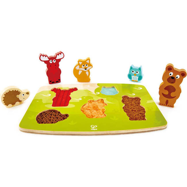 Hape: Forest Animal Tactile Puzzle - 6pc Wooden Sensory Toy