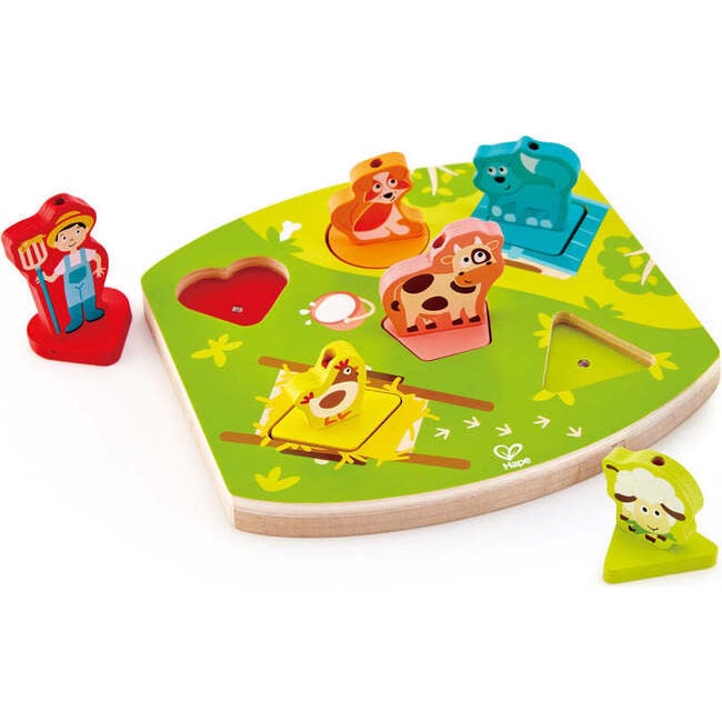 Hape: Farmyard Sound Puzzle - 7pc Wooden Sound Effect Puzzle