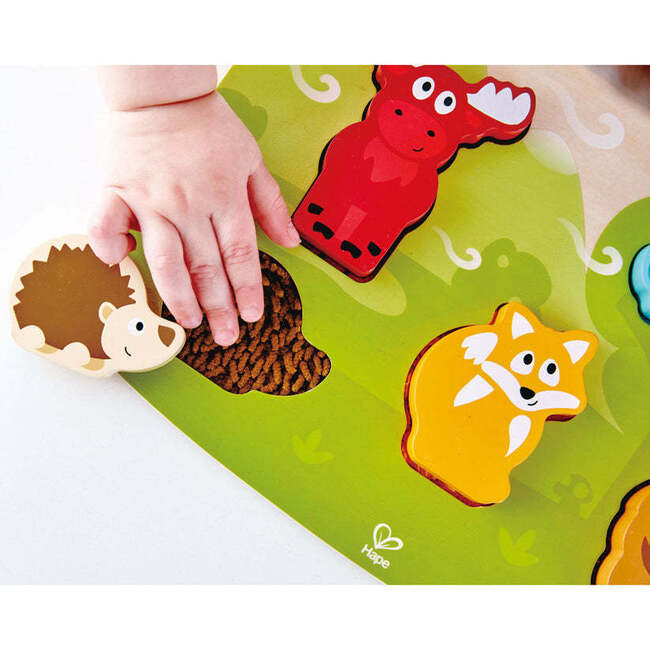 Hape: Forest Animal Tactile Puzzle - 6pc Wooden Sensory Toy - Puzzles - 2