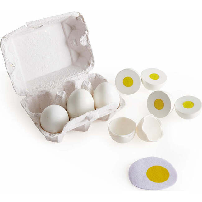 Hape: Egg Carton - 6pc, Take Apart Egg Pieces, Kitchen Food Playset