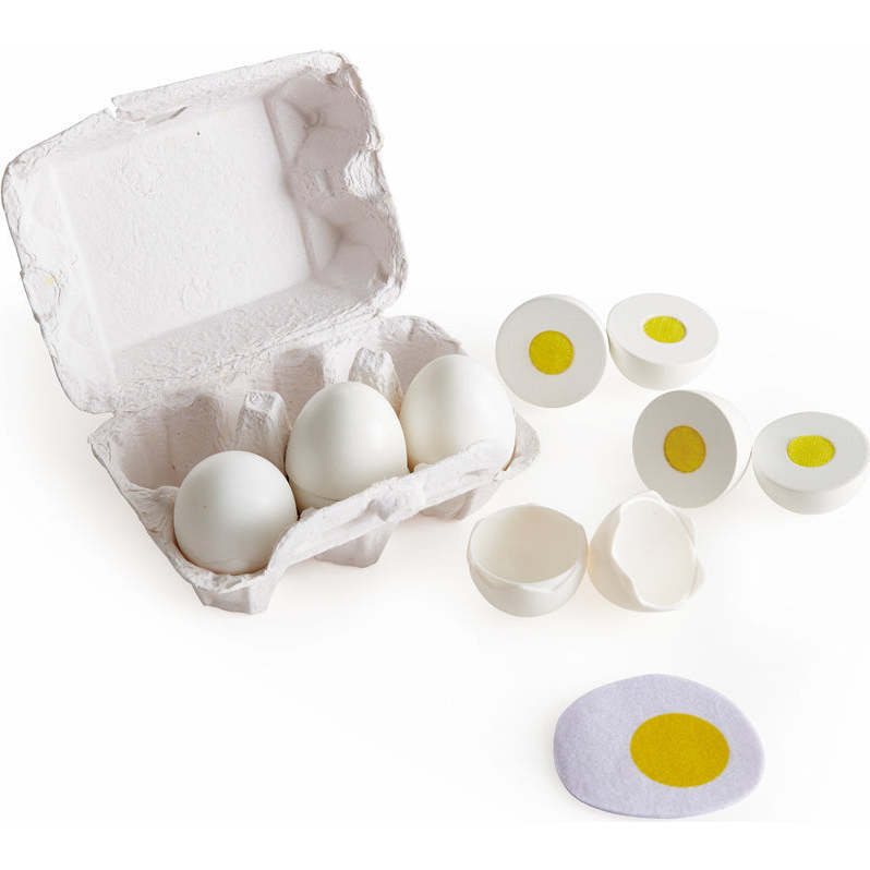 Hape: Egg Carton - 6pc, Take Apart Egg Pieces, Kitchen Food Playset - Play Kitchens - 1
