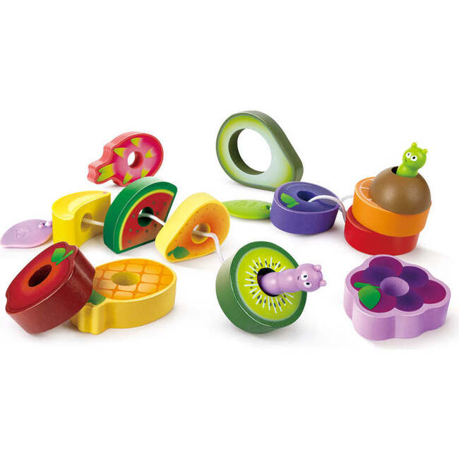 Hape: Caterpillar Fruit Feast Set - 14pc Wooden Stringing Toy