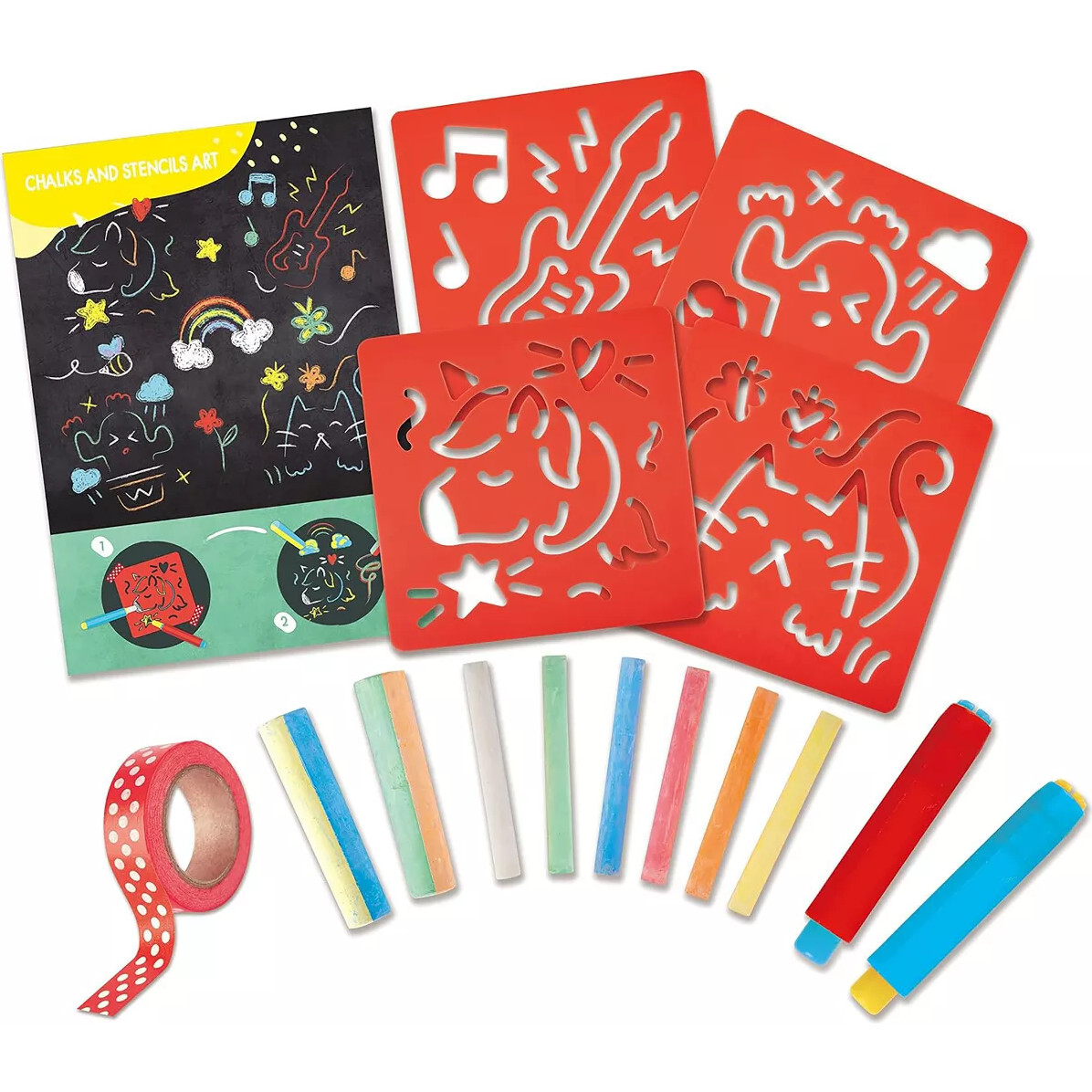Hape: Chalks & Stencils Art - 22pcs, Activity Art Kit - Coloring - 1