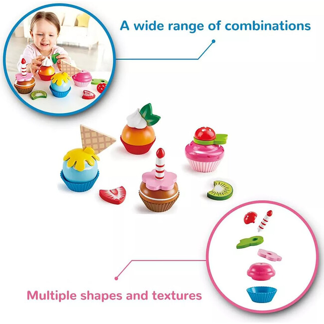 Hape: Cupcakes - 18pcs, Colorful Wooden Desserts Playset - Play Kitchens - 2