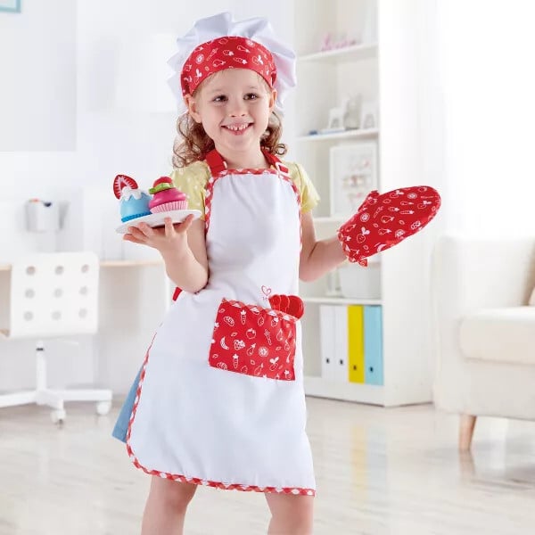 Hape: Chef Pack - 5pc Outfit Set, Red & White - Play Kitchens - 2