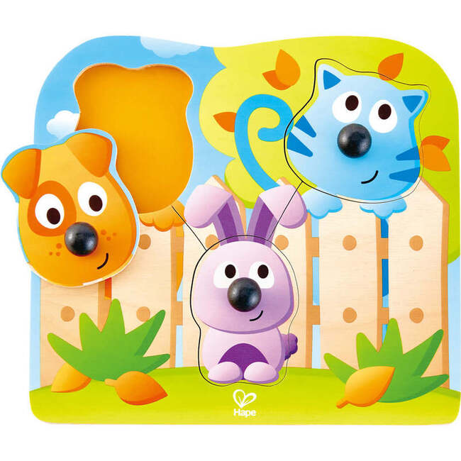 Hape: Big Nose Puzzle: Pet - 4 Piece Colorful Chunky Wooden Puzzle Toy