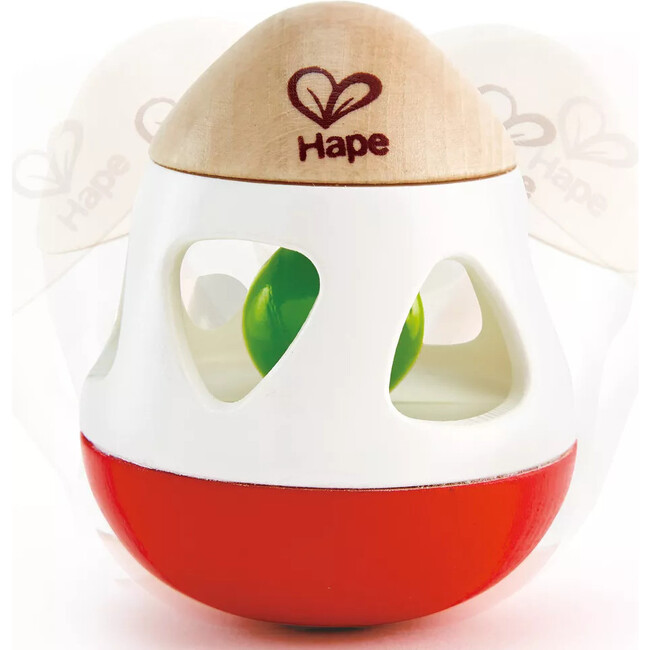 Hape: Bell Rattle - Red-White-Green, Egg Shaped Easy Grip Shake Toy