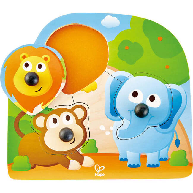 Hape: Big Nose Puzzle: Jungle - 4pc Colorful Chunky Wooden Puzzle