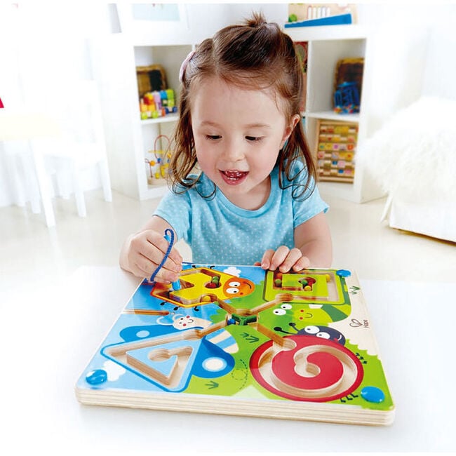 Hape: Best Bugs Magnetic Maze - Wooden Magnetic Wand Bead Maze - Play Kits - 3