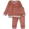 Velour Varsity PJ, Dusty Rose - Pajamas - 1 - thumbnail