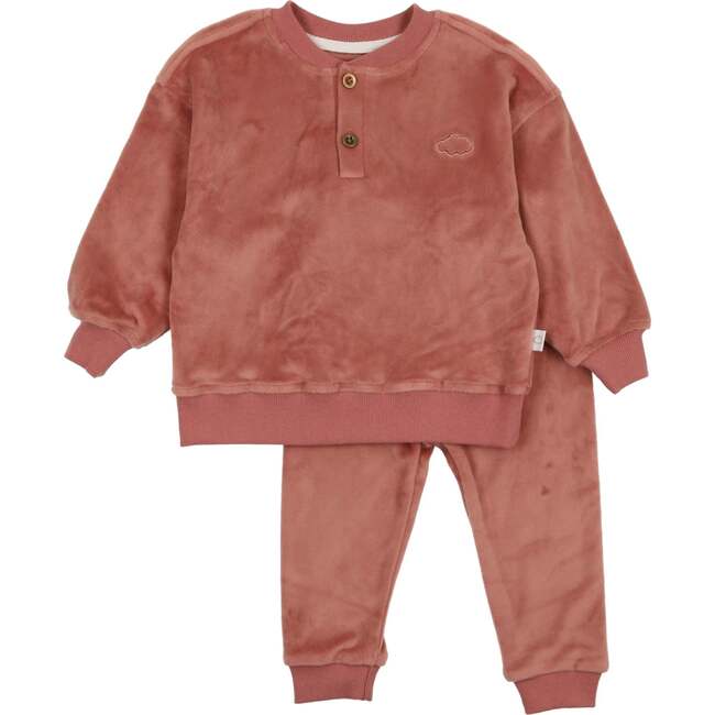 Velour Henley Set, Dusty Rose