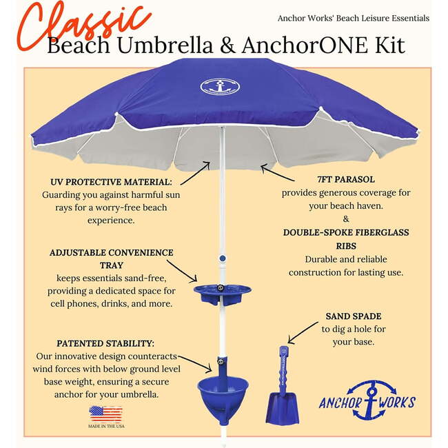 Anchor Works: Classic Beach Umbrella & AnchorONE Kit – Seafoam Green - Umbrellas - 3