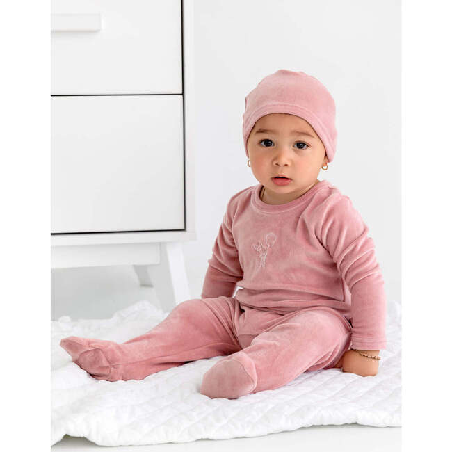 Velour Bunny Footie, Pink - Footie Pajamas - 2