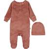 Velour Henley Footie, Dusty Rose - Footie Pajamas - 1 - thumbnail