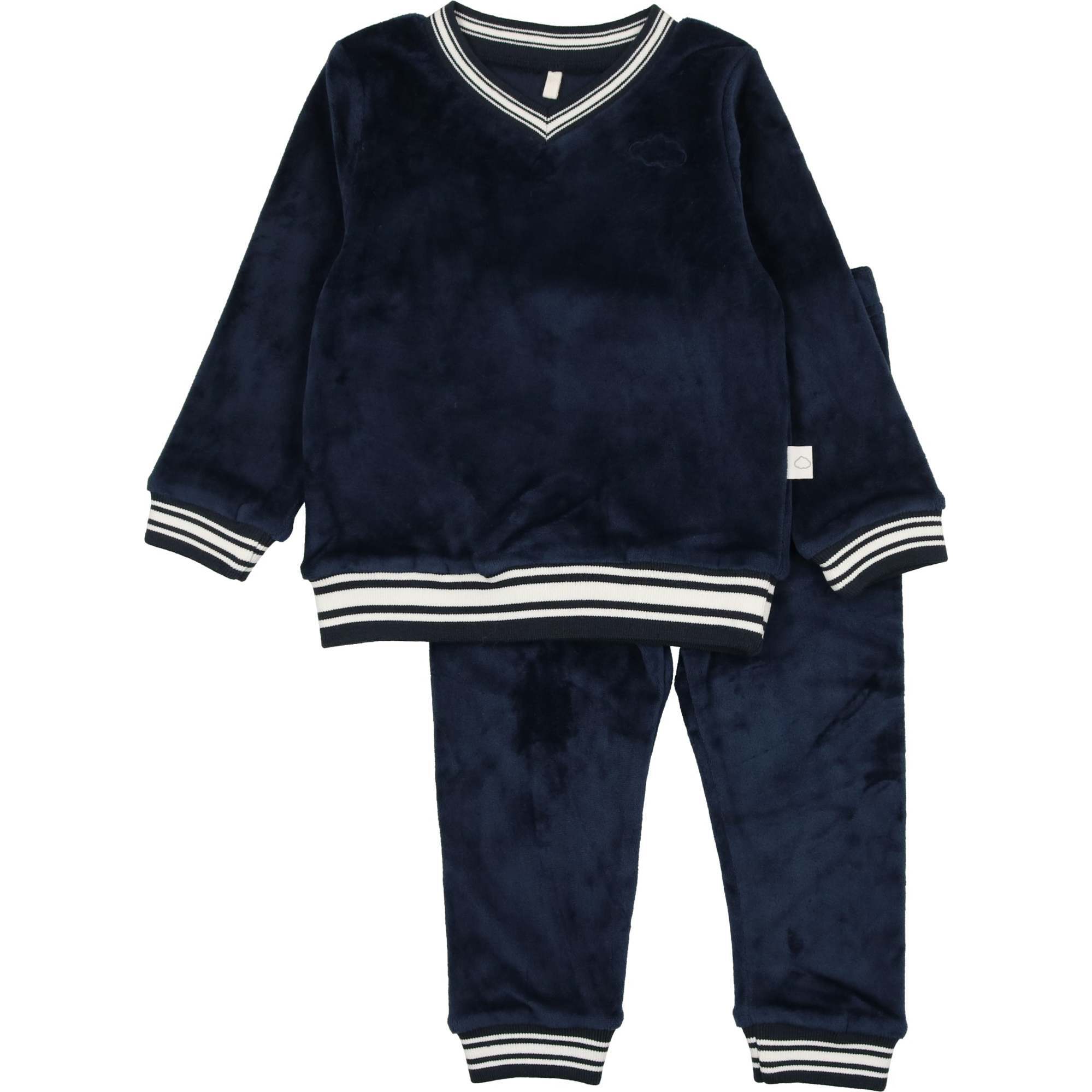 Velour Varsity PJ, Midnight Blue - Pajamas - 1