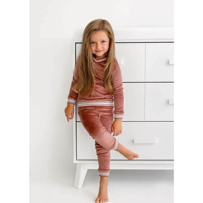 Velour Varsity PJ, Dusty Rose - Pajamas - 5