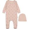 Star Print Footie, Dusty Pink - Footie Pajamas - 1 - thumbnail