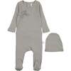 Faux Wrap Footie, Light Grey - Footie Pajamas - 1 - thumbnail