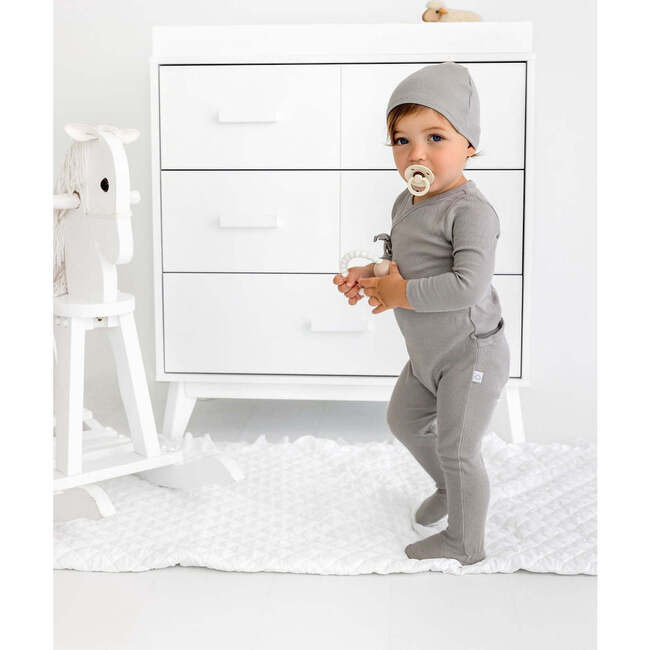 Faux Wrap Footie, Light Grey - Footie Pajamas - 2