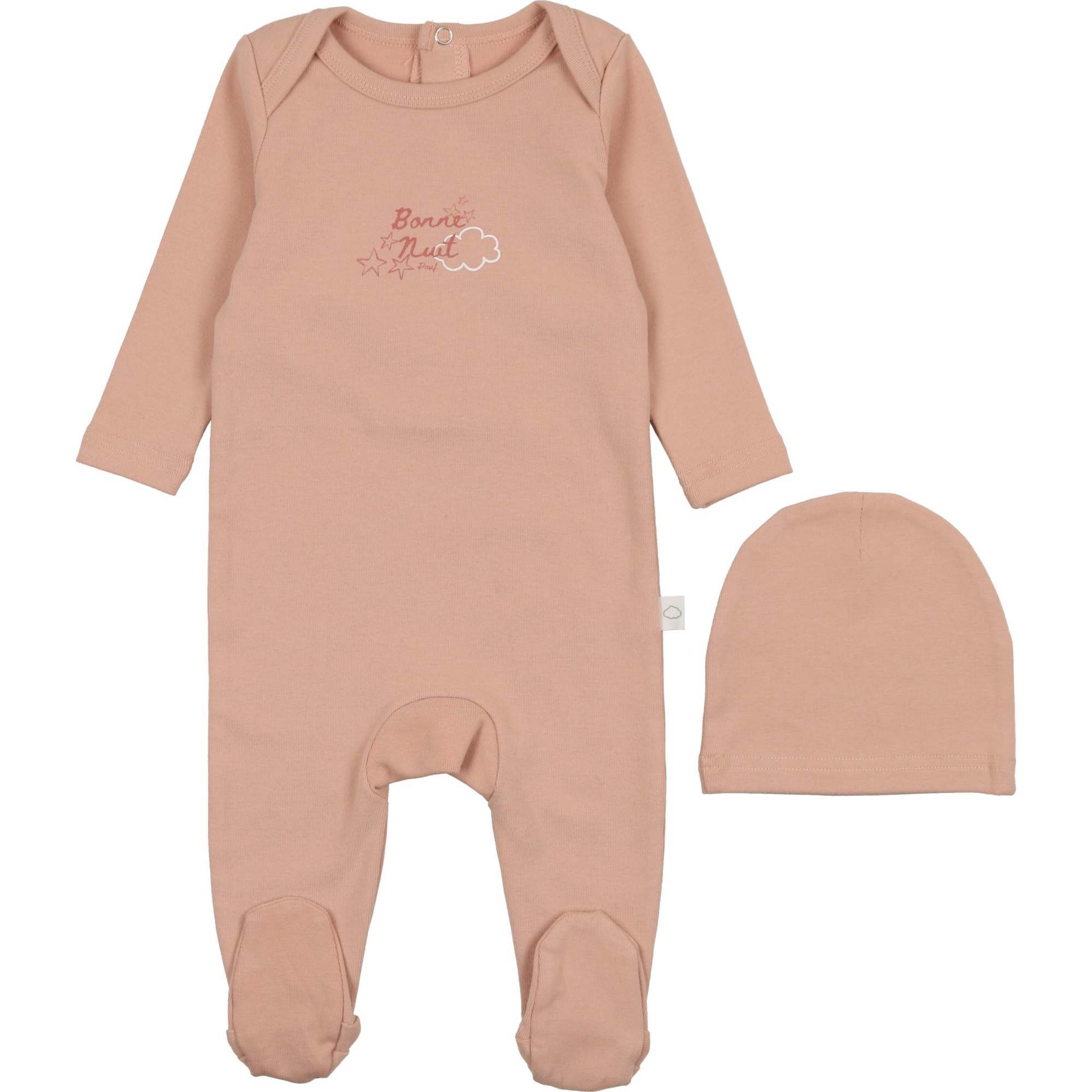 Bonne Nuit Footie, Dusty Pink - Footie Pajamas - 1