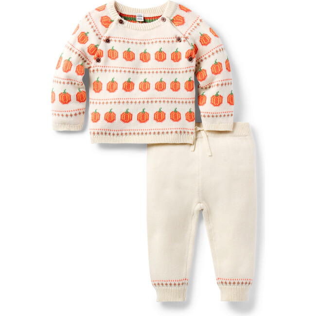 Baby Pumpkin Fair Isle Matching Sweater Set