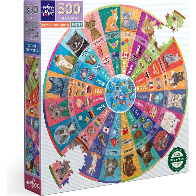 Cats of the World 500pc Round Puzzle