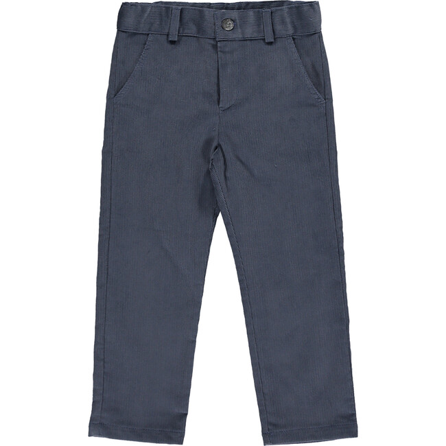 Theodore Corduroy Straight Cut Zipped Pants, Mid Blue