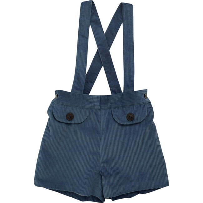 Santi Wale Corduroy Shoulder Strap Shorts, Mid Blue