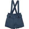 Santi Wale Corduroy Shoulder Strap Shorts, Mid Blue - Shorts - 1 - thumbnail