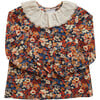 Nina Liberty Print Contrast Ruffle Lace Collar Blouse, Thorpe Orange - Blouses - 1 - thumbnail