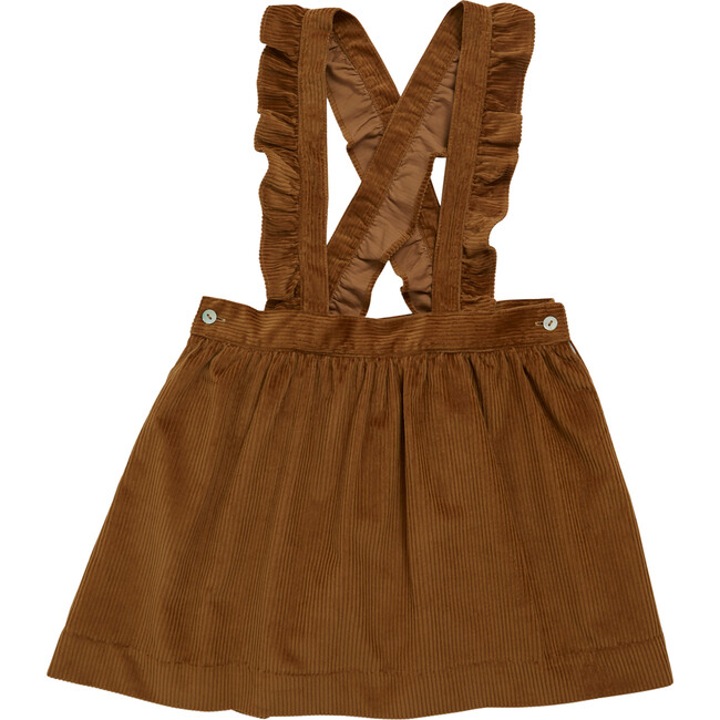 Mai Wale Corduroy Ruffle Shoulder Strap Skirt, Camel