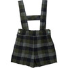 Santi Tartan Shoulder Strap Shorts, Navy - Shorts - 1 - thumbnail