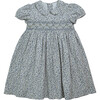 Jujube Floral Peter Pan Collar Short Puff Sleeve Smocked Dress, Navy & Yellow - Dresses - 1 - thumbnail