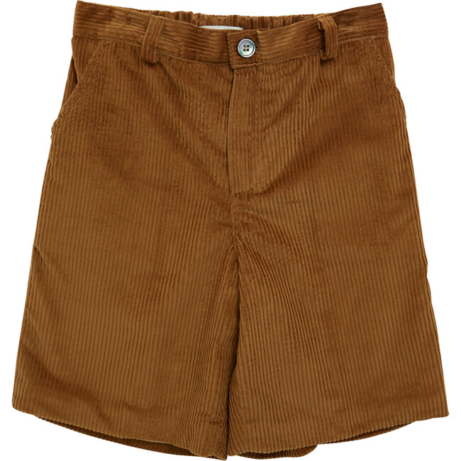 Gull Wale Corduroy Zipped Buttoned Shorts, Camel