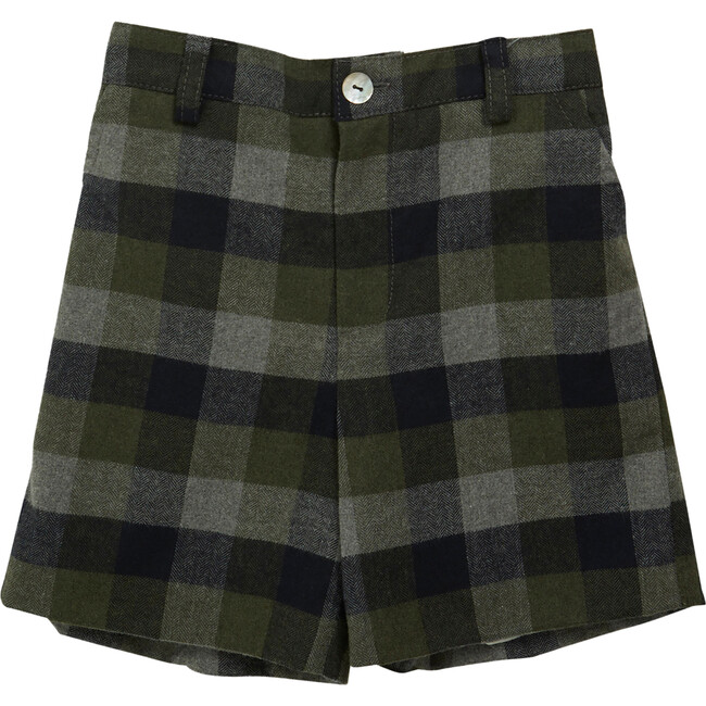 Gull Tartan Zipped Buttoned Shorts, Navy