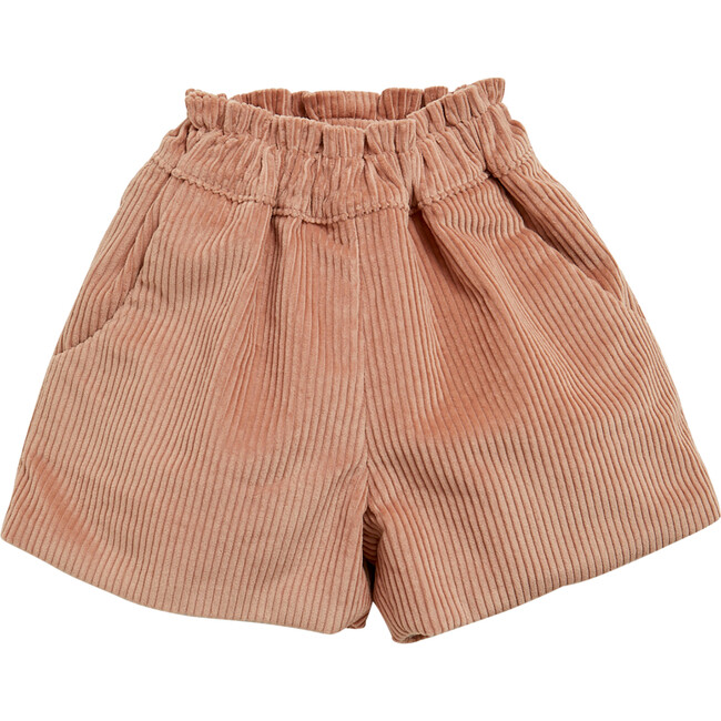 Freesia Wale Corduroy Frilled Elastic Waist Shorts, Dusty Pink