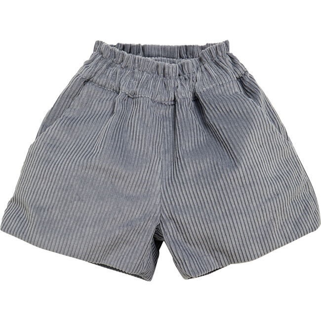 Freesia Wale Corduroy Frilled Elastic Waist Shorts, Dusty Blue